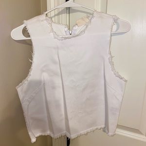 White jean (frayed) top! Size small.
